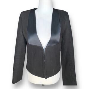 See By Chloé Black Tailored Blazer Satin Lapel Hourglass Jacket Timeless Classic